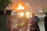 Va chạm với thanh giới hạn chiều cao, xe bồn chở khí hóa lỏng LPG cháy dữ dội