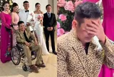 Nghệ sĩ Tấn Beo dự đám cưới của con trai sau đột quỵ, bật khóc khi được người thân dìu từng bước