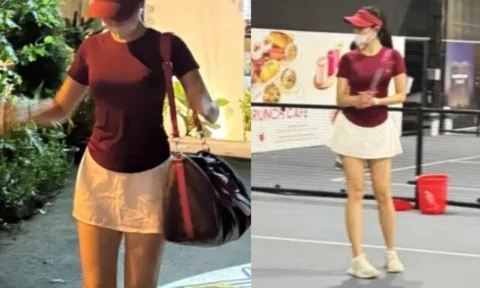 Nàng hậu đi đánh pickleball vẫn không quên xách túi hiệu trăm triệu