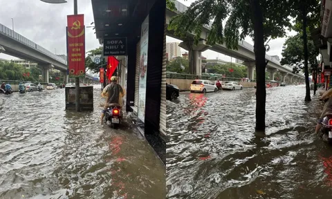 Ảnh hưởng của Bão số 5, Hà Nội mưa to suốt đêm, nhiều nơi chìm trong biển nước