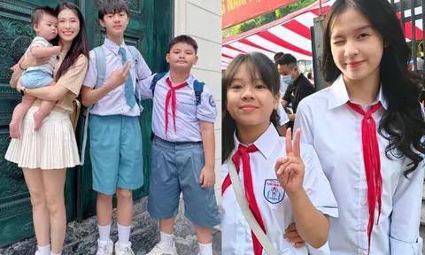 Con sao Việt tưng bừng khai giảng: Quý tử Đăng Khôi ở biệt thự vẫn học trường công, ái nữ Hồng Đăng được bố mẹ "tháp...