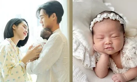 Quỳnh Lương khoe con gái vừa đầy tháng, dân tình nhận xét "sao y bản chính"