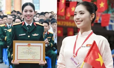 Sao Việt 24h: Á hậu Châu Anh được thăng quân hàm lên Trung úy trước niên hạn, 22 tuổi nhận bằng khen từ Tổng cục Chính...