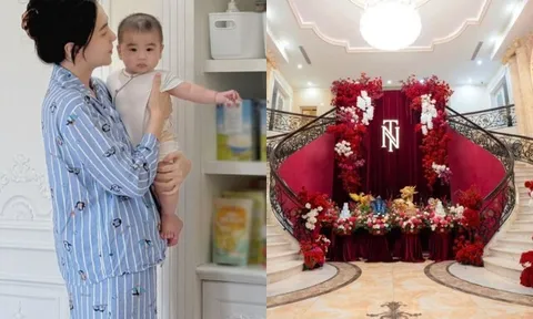 MC Mai Ngọc bế con trai về thăm ông bà nội ở Bắc Ninh, bên trong biệt thự nhà chồng lung linh như lâu đài