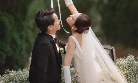 Ảnh cưới đẹp nhất showbiz Việt 2025: Cô dâu Á hậu quá xinh, chồng chủ tịch không chê vào đâu được!