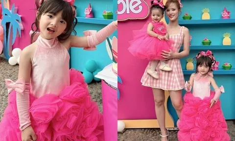 Sao Việt 24h: Con gái lớn nhà Ông Cao Thắng hóa búp bê Barbie trong tiệc sinh nhật 5 tuổi, nắm chặt tay em ruột