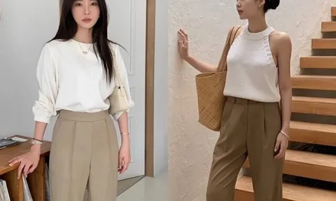 Màu quần trẻ hơn quần đen, sang hơn quần trắng, phối với 4 kiểu áo này là chuẩn "tinh hoa hội tụ"