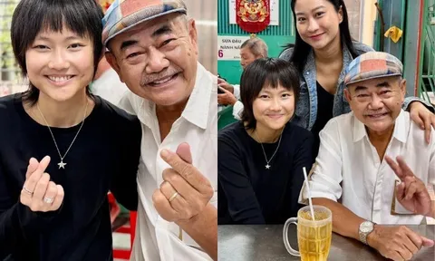 Con gái kín tiếng của NSND Việt Anh về nước thăm bố, lần đầu được gặp mặt mẹ kế trẻ tuổi