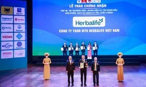 Herbalife Việt Nam đạt giải thưởng 'Thương Hiệu, Nhãn Hiệu Uy Tín Hàng Đầu Việt Nam' 2025