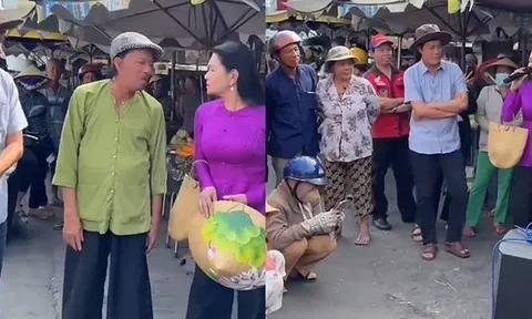 Nữ NSƯT từ Mỹ về, cùng trùm Điền Quân ra chợ, người dân xúm lại tắc cả đường