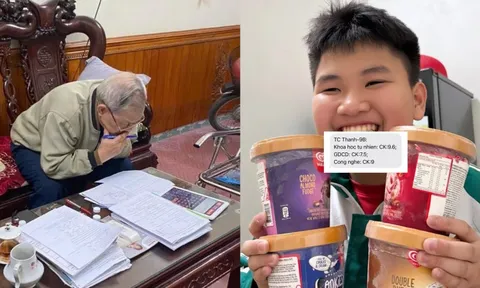 Ông nội 78 tuổi cặm cụi giải đề Toán, Văn, Anh để giúp cháu ôn thi học kỳ 0