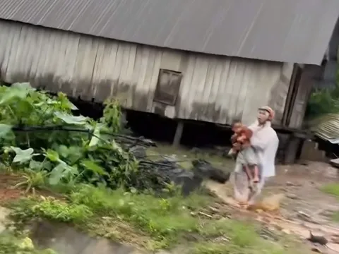 CLIP: Người dân tháo chạy khỏi nơi sạt lở núi, vùi lấp nhà