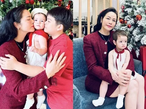 Con gái lai của Nhật Kim Anh đón Giáng sinh đầu tiên cùng anh trai chung nửa huyết thống, sở hữu mái tóc nâu cực Tây