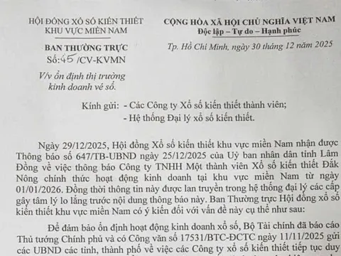 Hội đồng xổ số kiến thiết miền Nam có thông báo khẩn về thị trường kinh doanh vé số