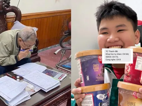 Ông nội 78 tuổi cặm cụi giải đề Toán, Văn, Anh để giúp cháu ôn thi học kỳ 0